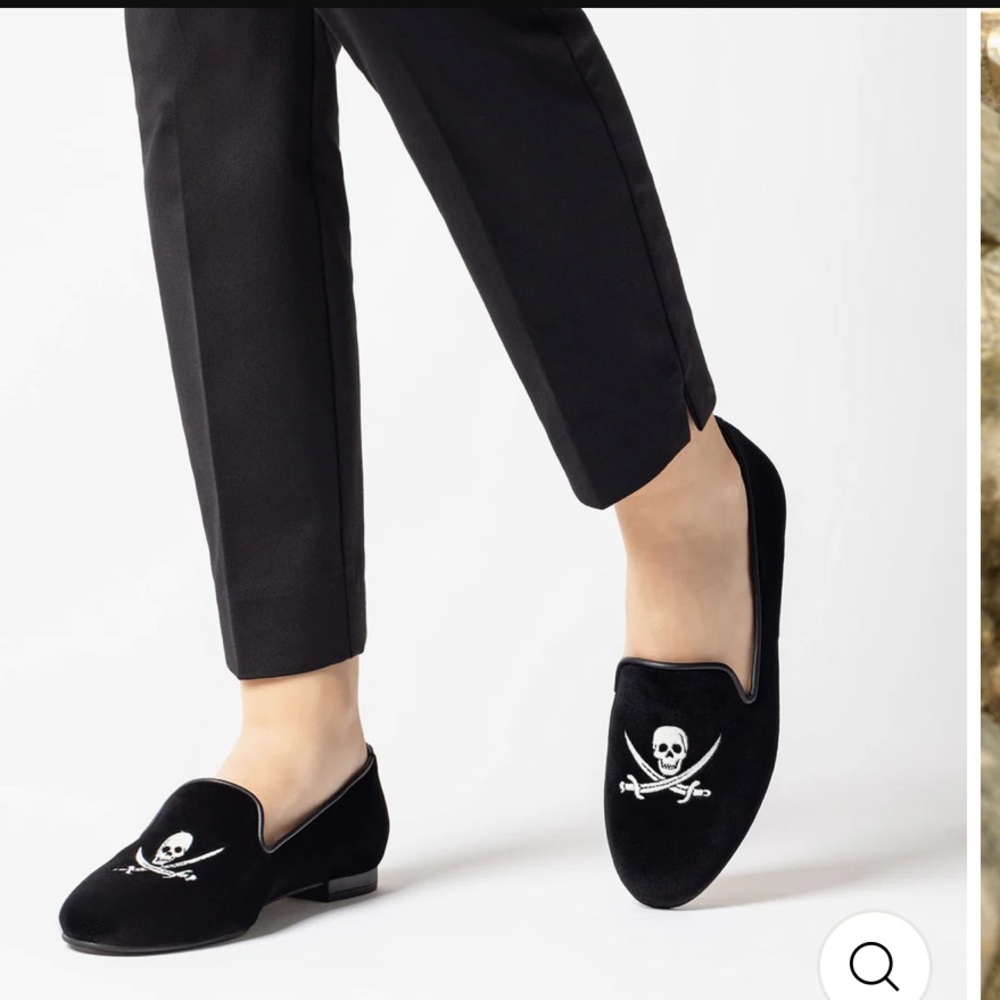 Jon Josef Gatsby Skull Flats Velvet Loafers - Picture 2 of 7